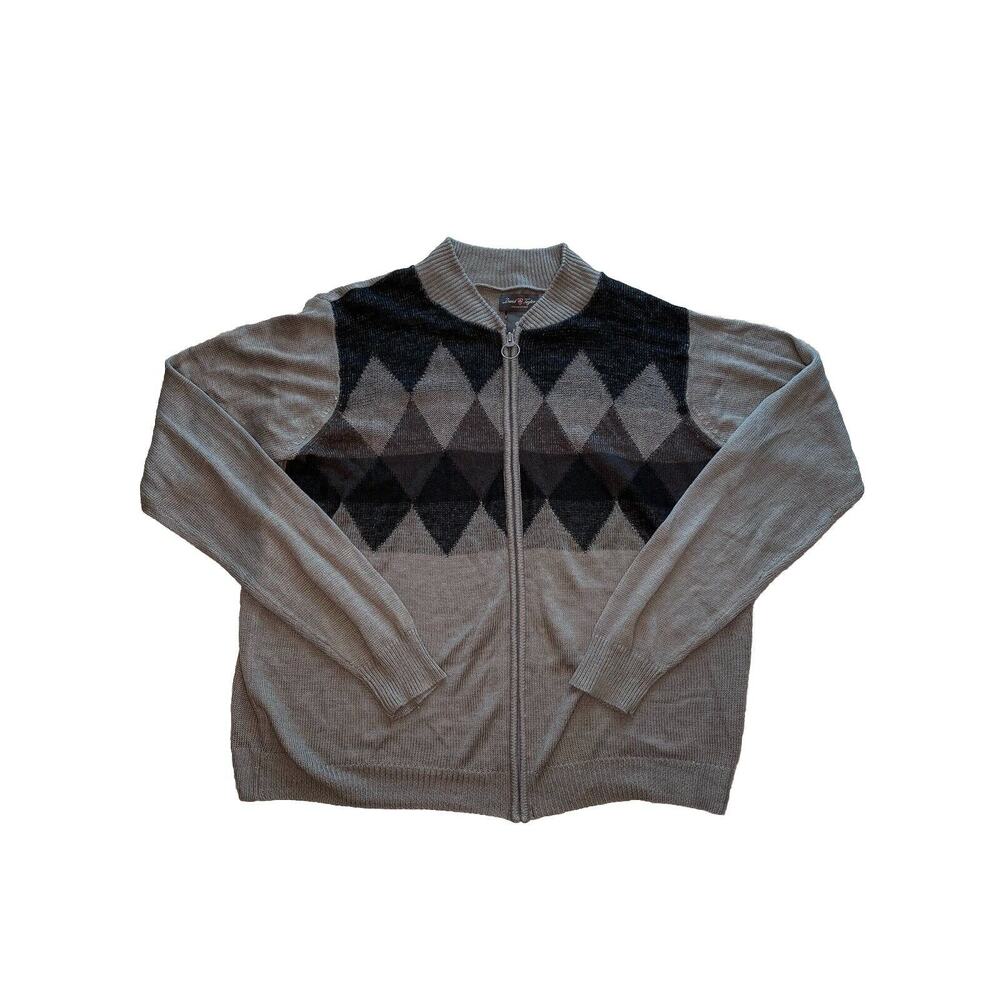 David Taylor Collection Full Zip Men’s Sweater Medium Black Gray 100% Acrylic